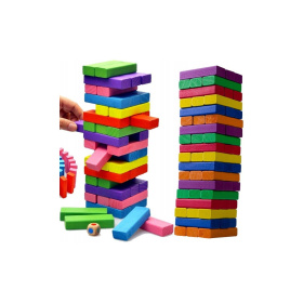 DREWNIANA WIEŻA JENGA KOLOROWA