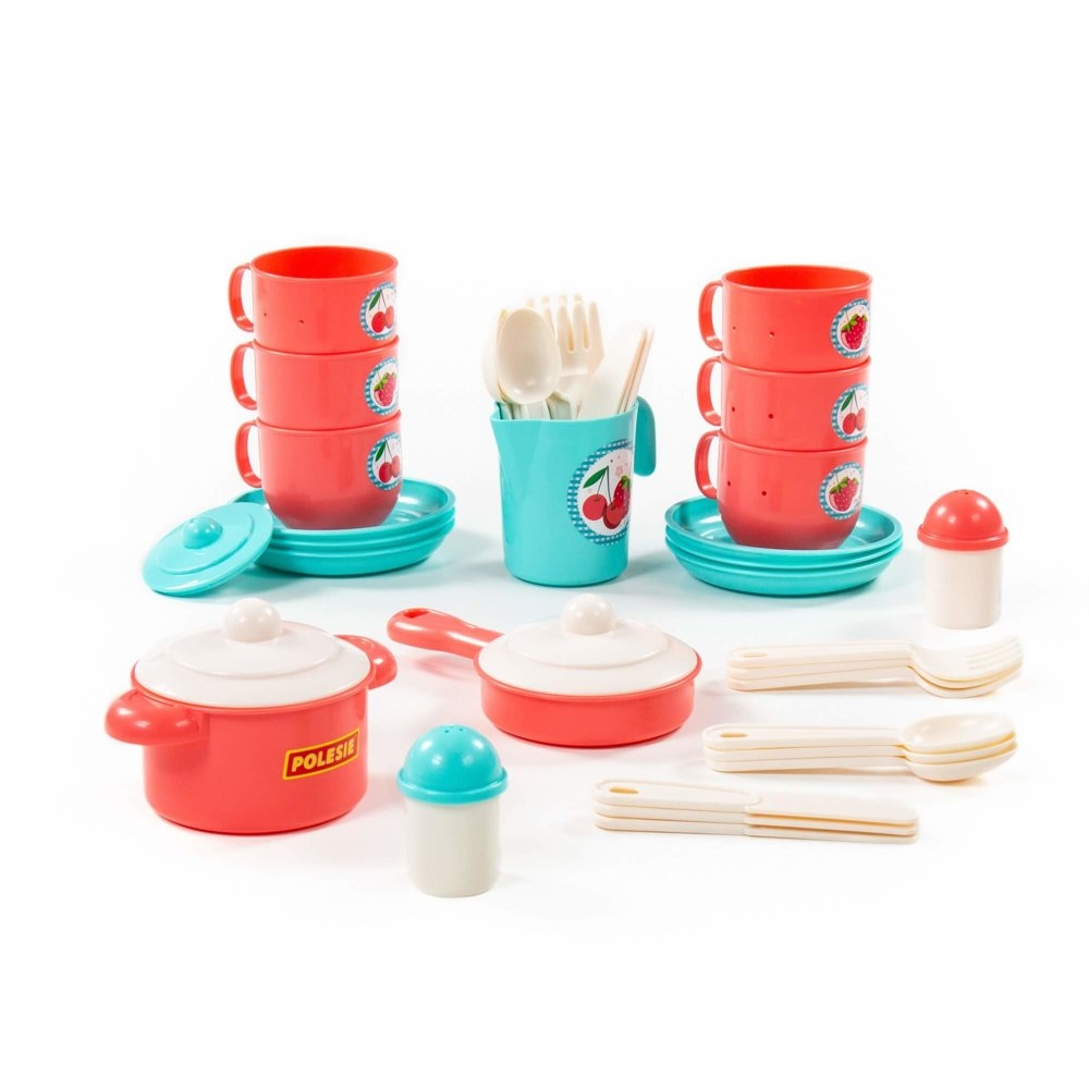 Zestaw Naczyń Gosposia Różowy 6 Osób 38 Elementów