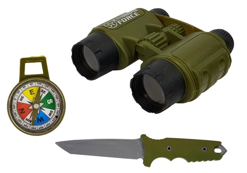 Zestaw Wojskowy Karabin Maska Hełm Lornetka Ciemno