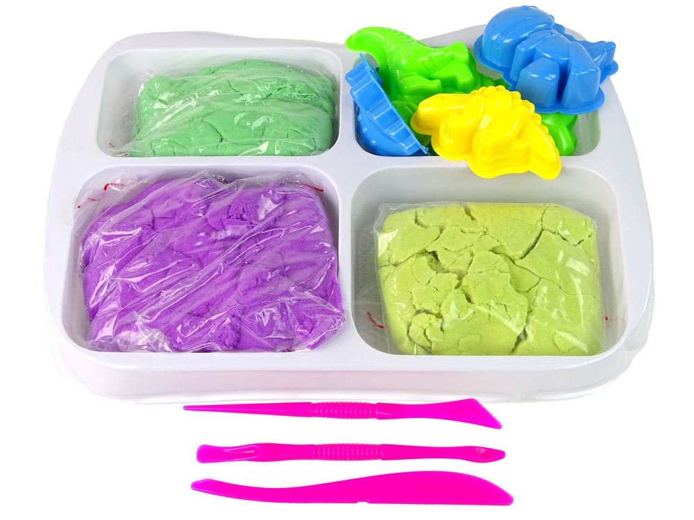 Magiczny Piasek Kinetyczny w Walizce Foremki Dino