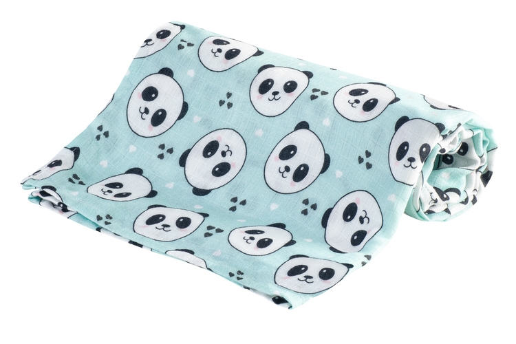 BOCIOLAND PIELUSZKA BAMBUSOWA 75X75 PANDA MIĘTA