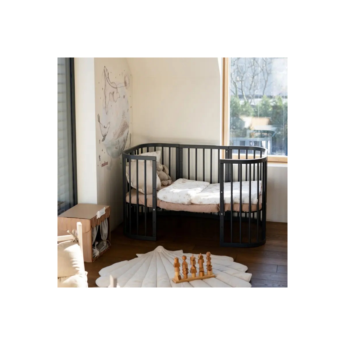 WALDIN ŁÓŻECZKO 7W1 KWADRATOWE GRAFITOWE