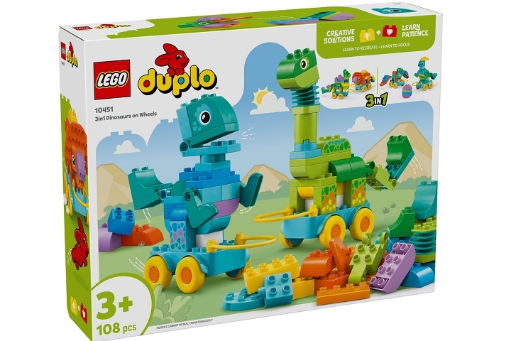 LEGO DUPLO 3w1 dinozaury na kółkach 10451