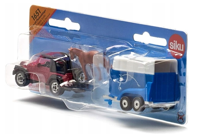 1651 SIKU JEEP Z PRZYCZEPĄ NA KONIE