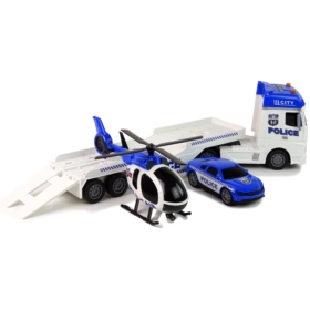 Zestaw Policja Laweta Ciężarówka Autko Helikopter
