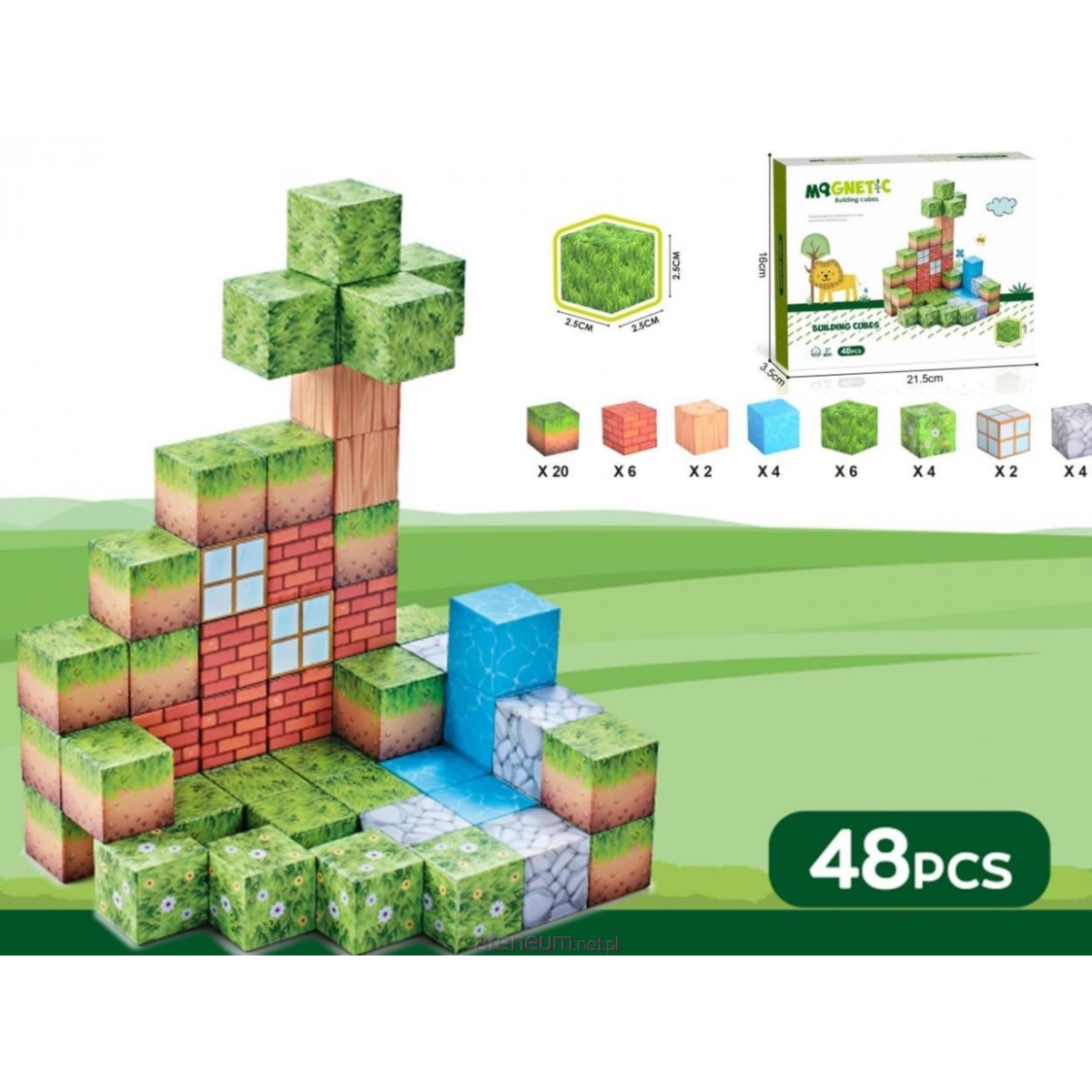 Klocki magnetyczne kostki 3D 48el