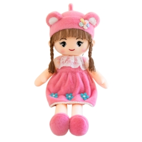 Lalka Szmacianka Miękka Pluszowa Różowa Sukienka C