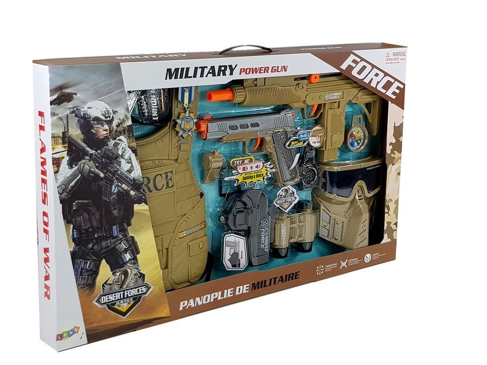 Zestaw Wojskowy Broń Maska Lornetka Kamizelka Komp