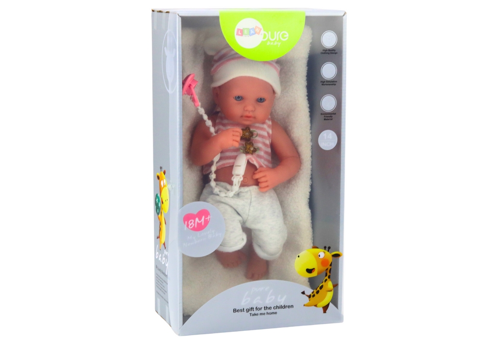 Lalka Bobas w Biało-Różowym Ubranku Czapeczka Smoc