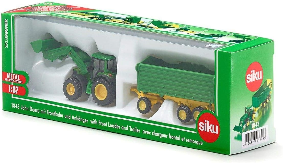 SIKU 1843 TRAKTOR JOHN DEERE Z PRZYCZEPĄ