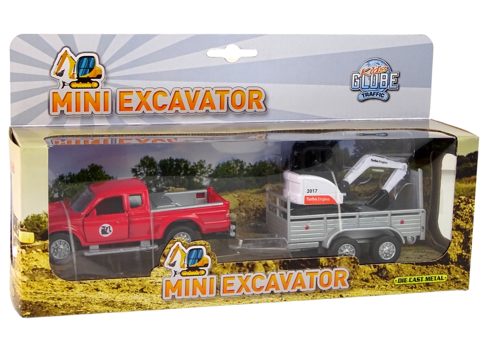 Auto z przyczepą z koparką 13+9cm HKG086 10794