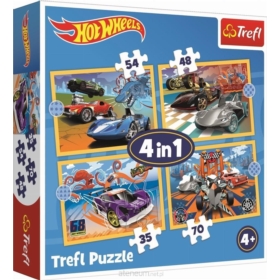Puzzle - 4w1 - Pojazdy Hot Wheels - 34627