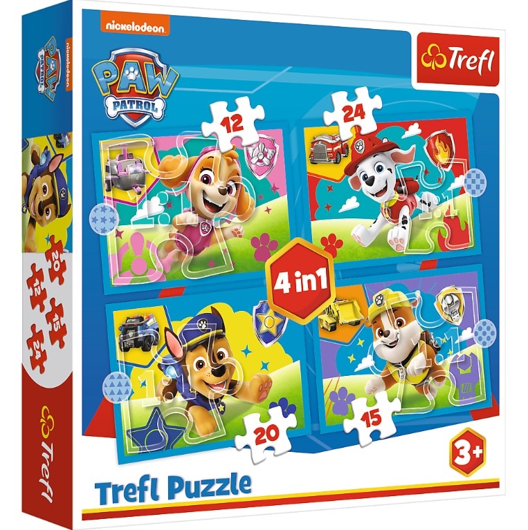 Puzzle - 4w1 - Biegnące Pieski - 34628