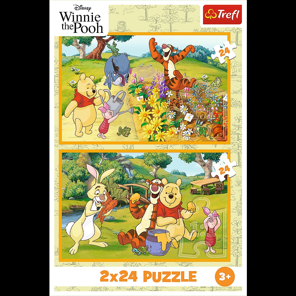 PUZZLE 2x24 Dzień w ogrodzie/Winnie the Pooh 34436