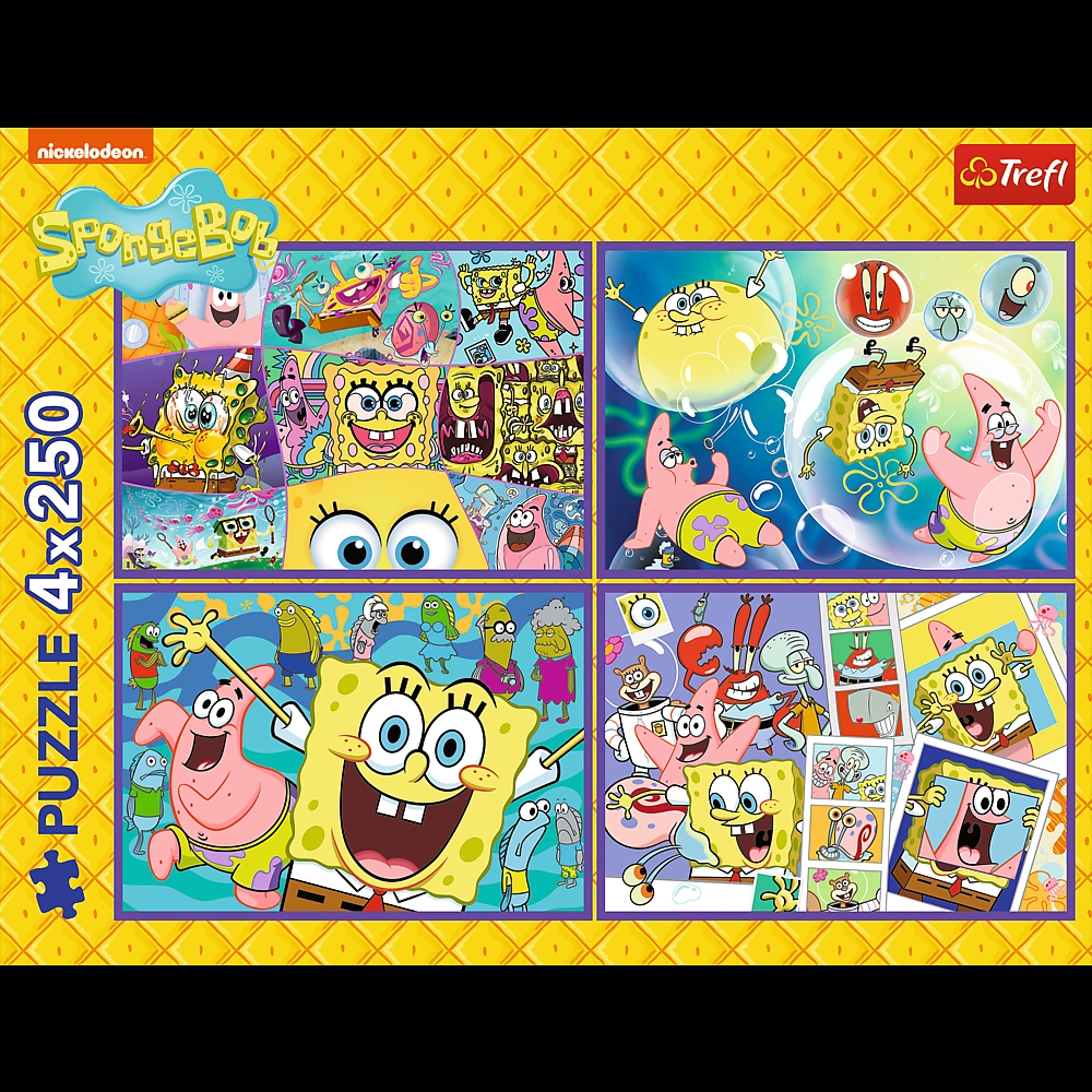 PUZZLE 4x250 Szalony świat Sponge Boba 13342