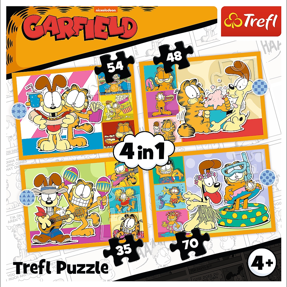 PUZZLE 4w1 Garfield kocha lazanię /Garfield 34673