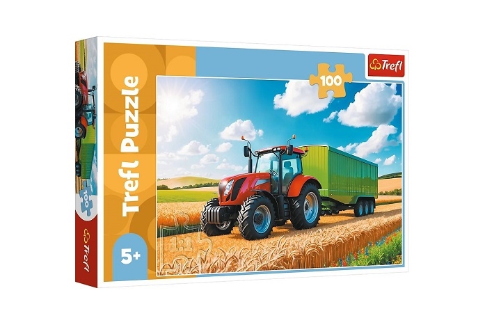 Puzzle 100 Traktor z przyczepą TREFL