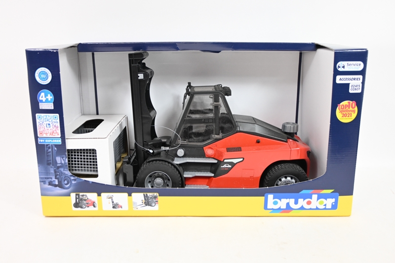 BRUDER wózek widłowy Linde HT160+paleta+kosz 02513