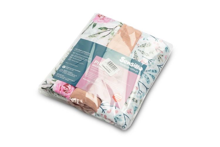 SENSILLO PIELUCHA MUŚLINOWA RÓŻOWA 3 SZT