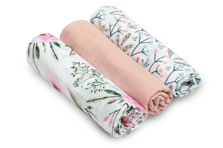 SENSILLO PIELUCHA MUŚLINOWA RÓŻOWA 3 SZT