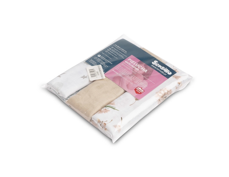 SENSILLO PIELUCHA MUŚLINOWA SZARO-BEŻOWY MIŚ 3 SZT