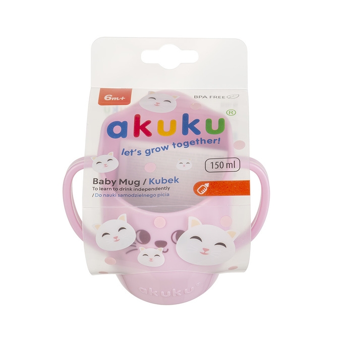 A0696 KUBEK POCHYŁY DO NAUKI PICIA RÓŻOWY