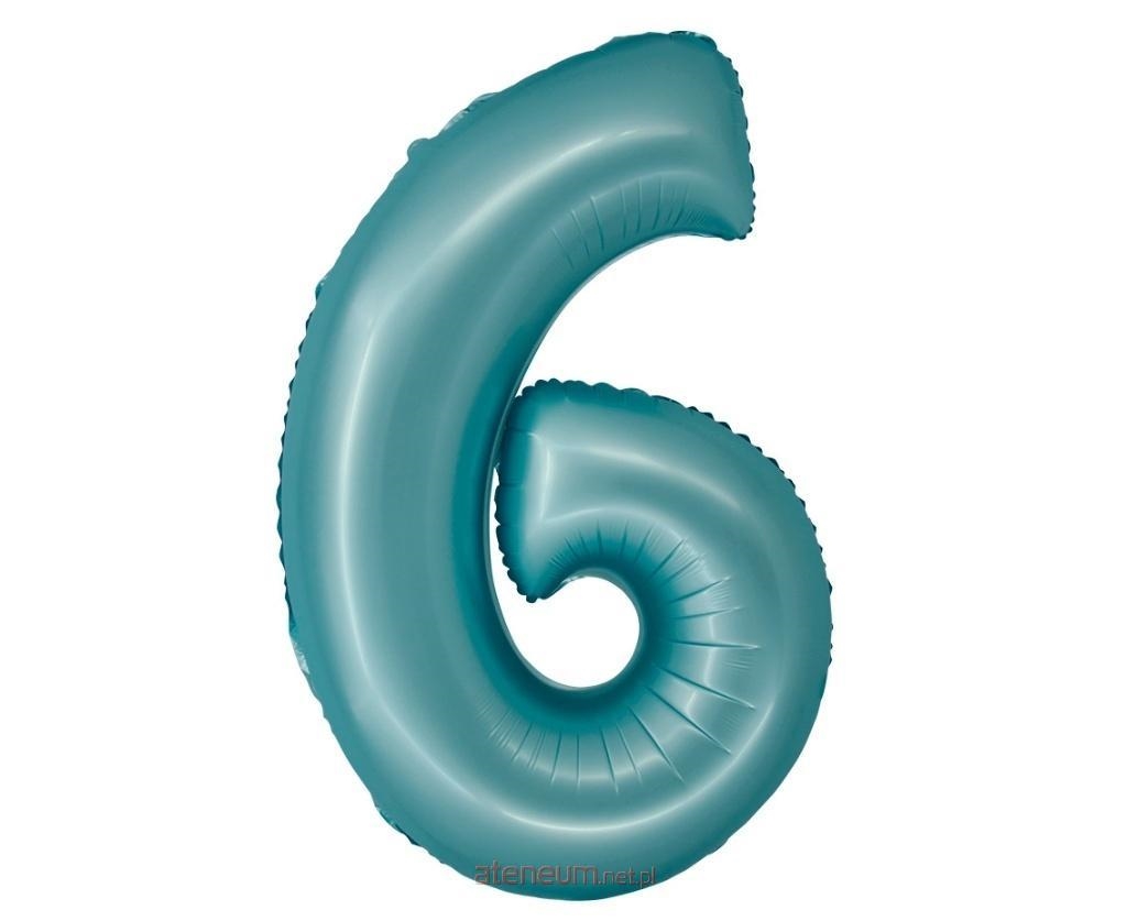 BALON FOLIOWY CYFRA 6 MATOWY NIEBIESKI