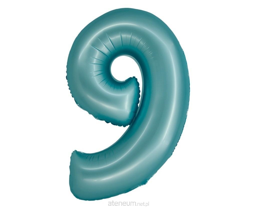 BALON FOLIOWY CYFRA 9 MATOWY NIEBIESKI