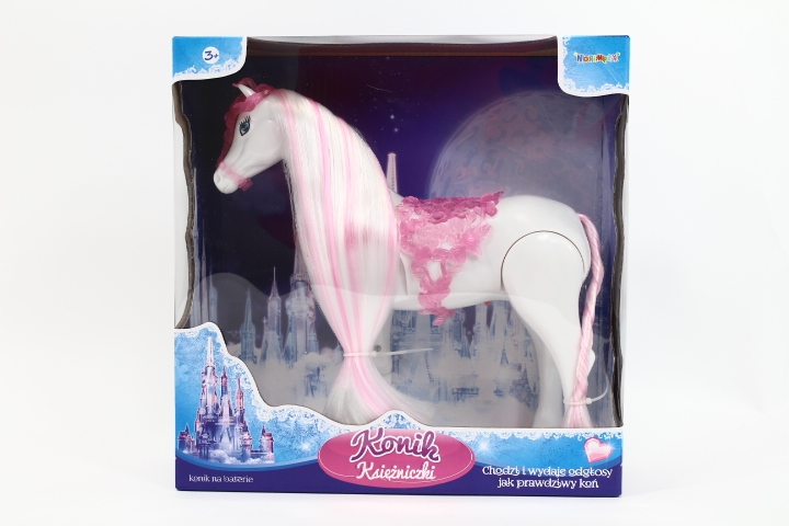 KONIK CHODZĄCY BIAŁY RÓZOWA GRZYWA