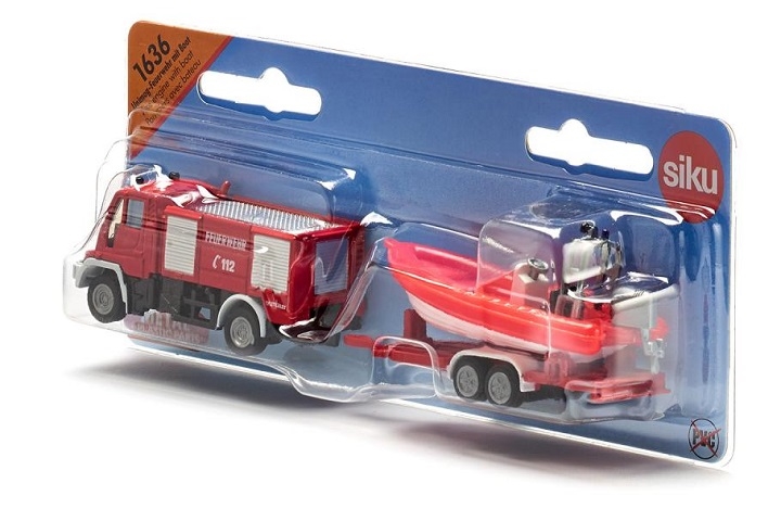 SIKU 1636 STRAŻ POŻARNA UNIMOG Z ŁODZIĄ