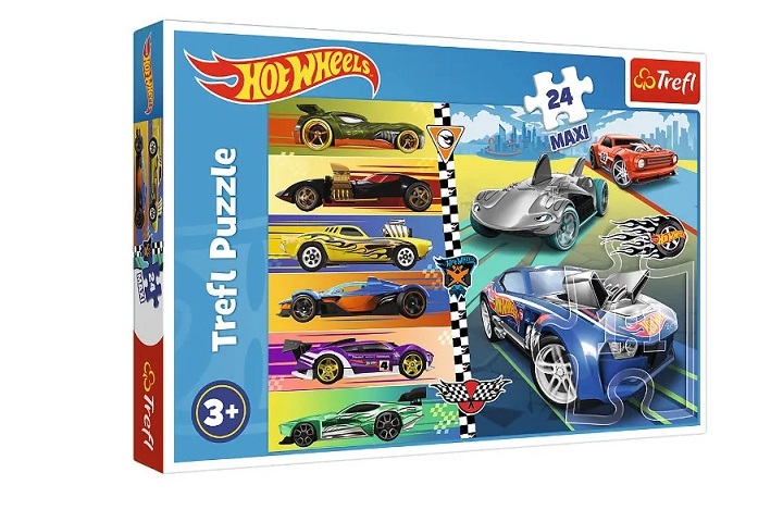 Puzzle - 24 Maxi - Szybkie Hot Wheels - Mattel Hot