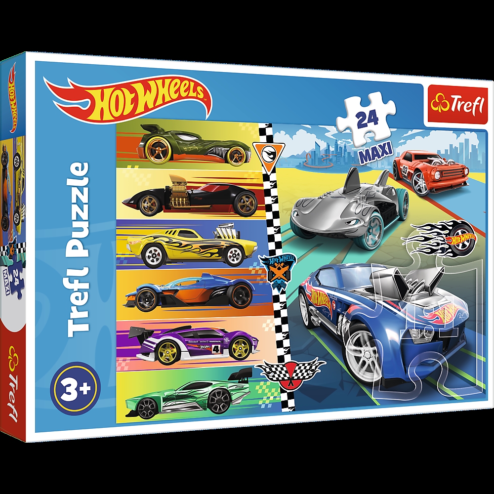 Puzzle - 24 Maxi - Szybkie Hot Wheels - Mattel Hot