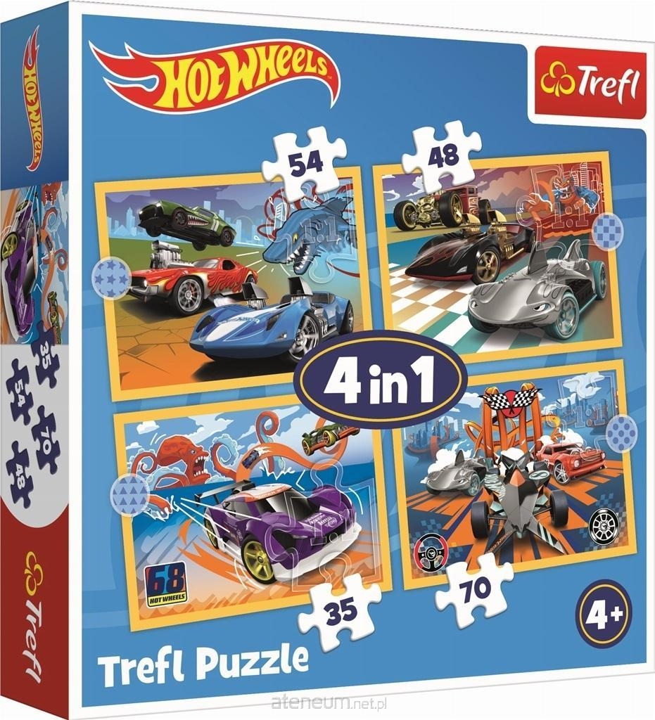 Puzzle - 4w1 - Pojazdy Hot Wheels - 34627