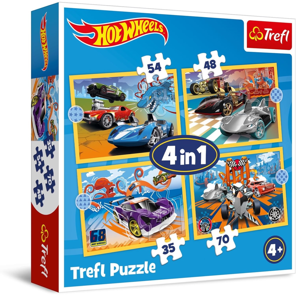 Puzzle - 4w1 - Pojazdy Hot Wheels - 34627
