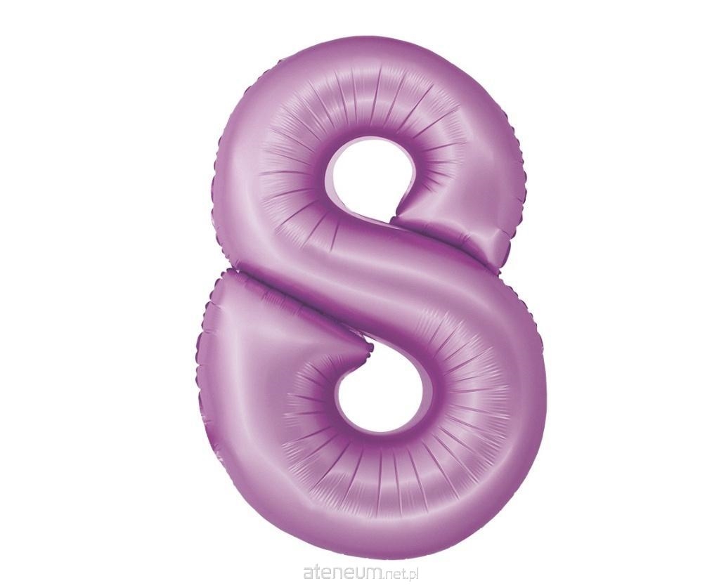BALON FOLIOWY CYFRA 8 MATOWY LAWENDOWY
