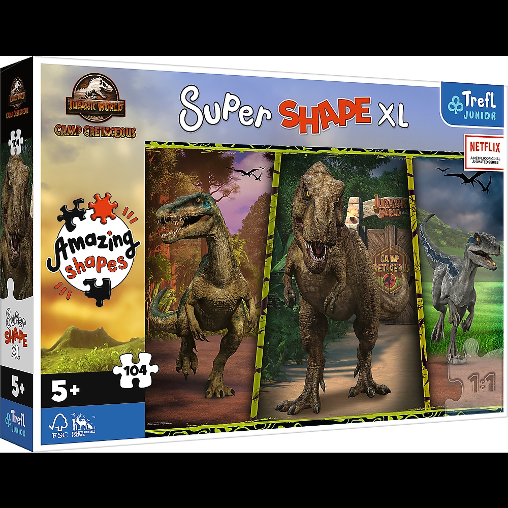 TREFL PUZZLE 104 XXL KOLOROWE DINOZAURY