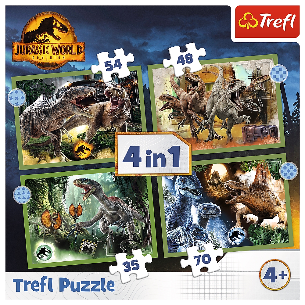 Puzzle - 4w1 - Groźne dinozaury 34607