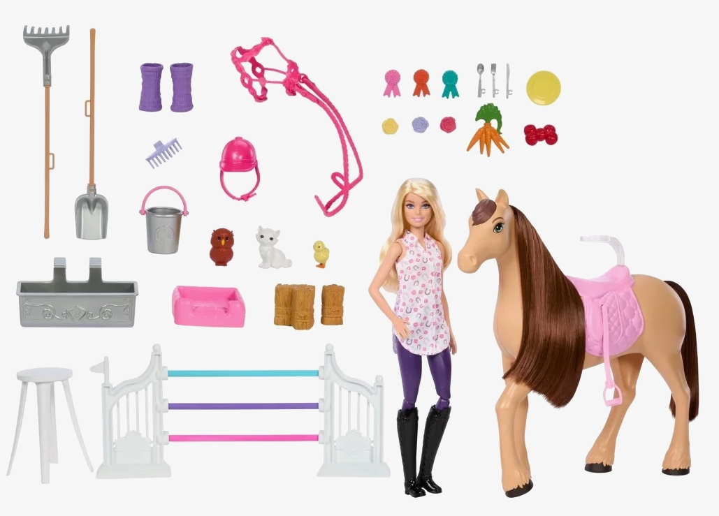 Barbie lalka + konik + stajnia HXJ44 /2