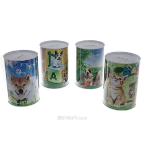 Skarbonka metalowa 14,5x10cm psy i koty MIX
