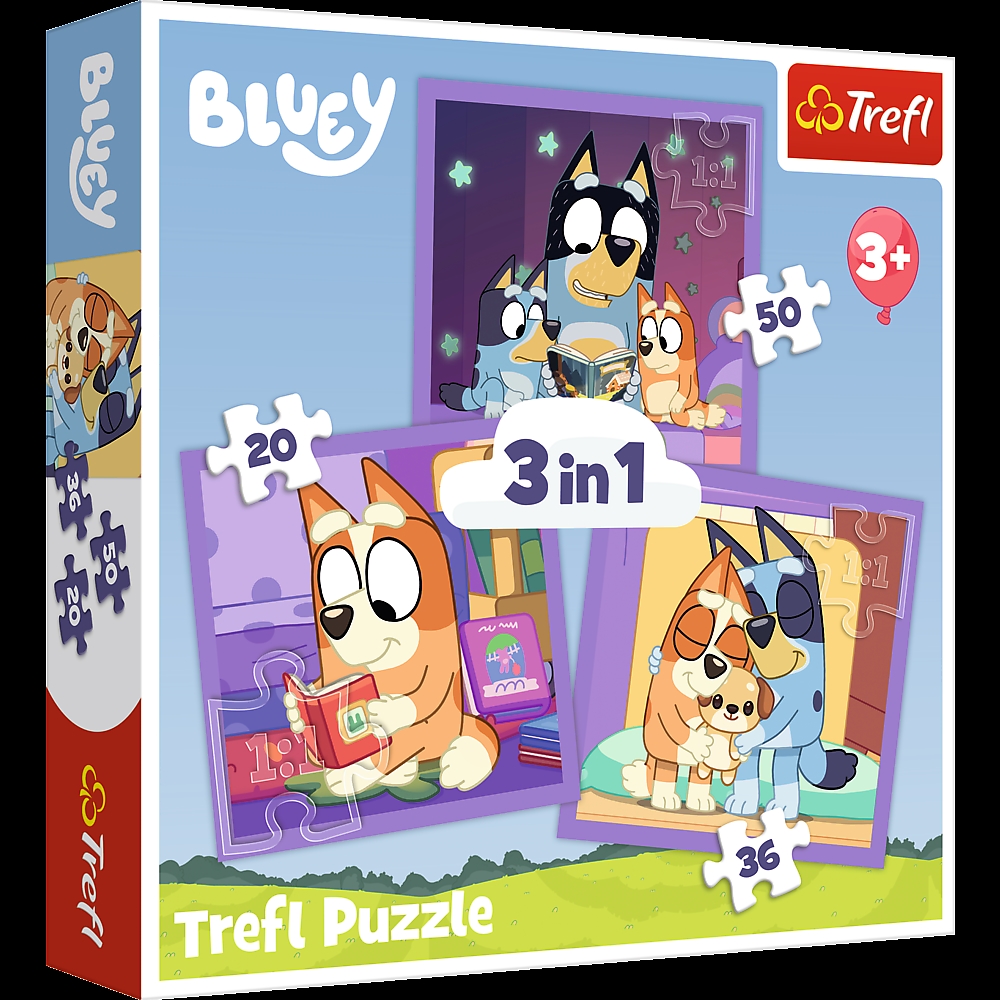 PUZZLE 3w1 Poznaj Bluey /BBC Bluey 34895