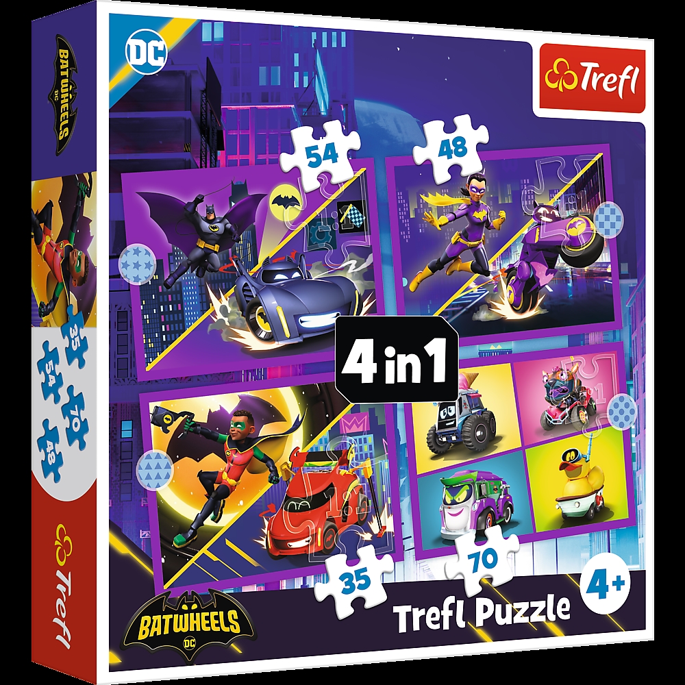 PUZZLE 4w1 Poznaj Batwheels /Warner 34658