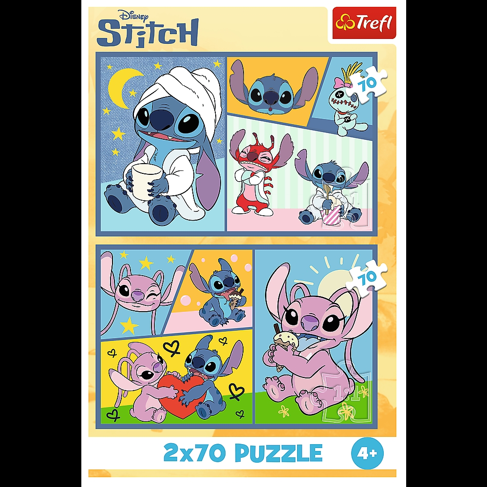 PUZZLE 2x70 Ze Stitchem nie ma nudy 34444