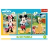 PUZZLE 3x50 Myszki na wakacjach /Disney 34881
