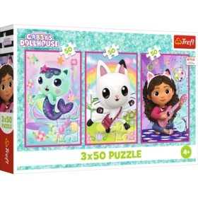 PUZZLE 3x50 Poznajcie Gabby i kotki 34876