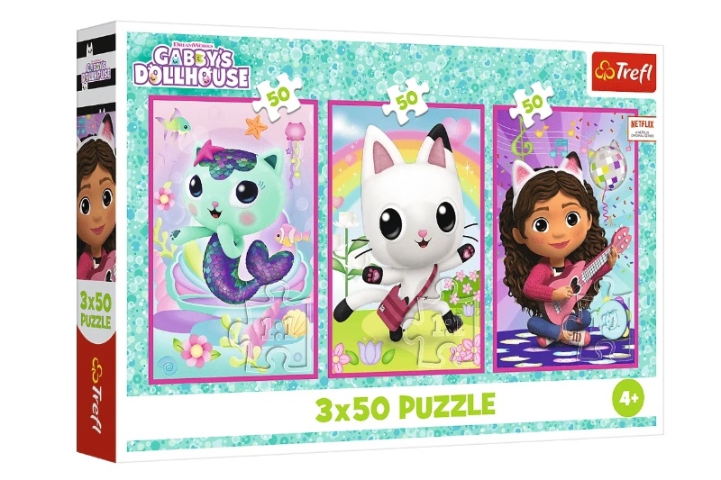 PUZZLE 3x50 Poznajcie Gabby i kotki 34876