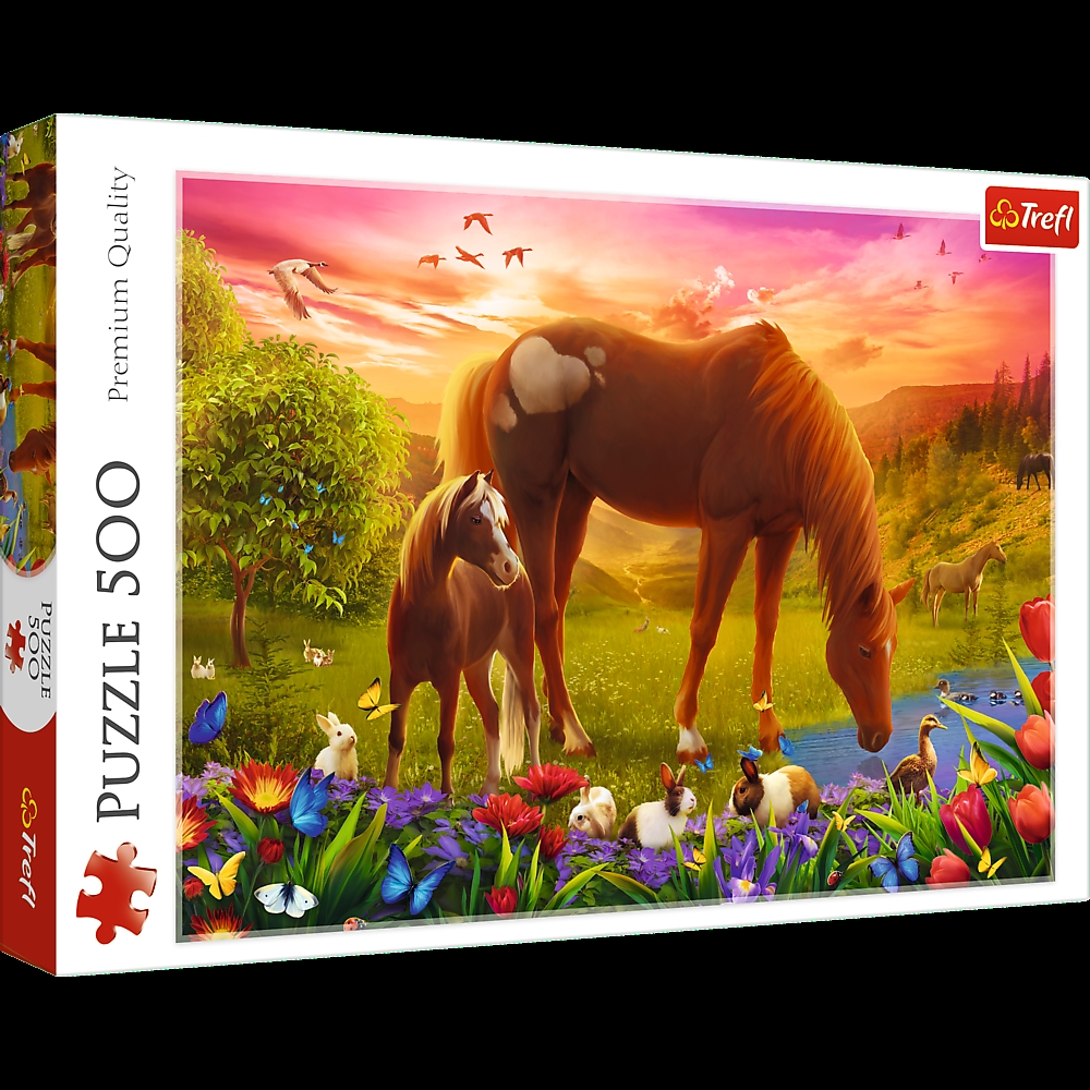 PUZZLE 500 Konie na łące 37451
