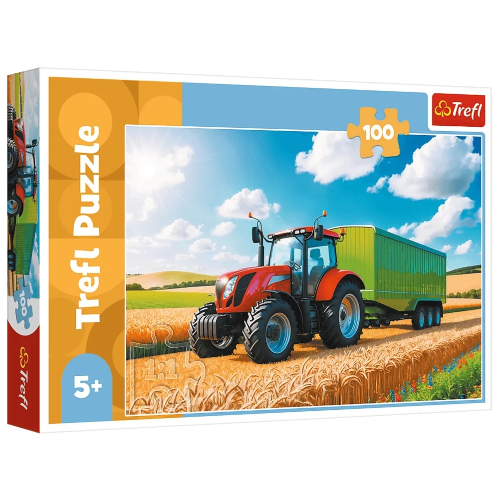 Puzzle 100 Traktor z przyczepą TREFL