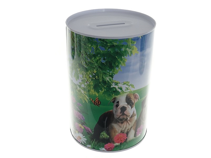 Skarbonka metalowa 14,5x10cm psy i koty MIX
