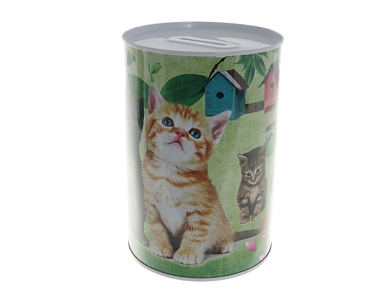 Skarbonka metalowa 14,5x10cm psy i koty MIX