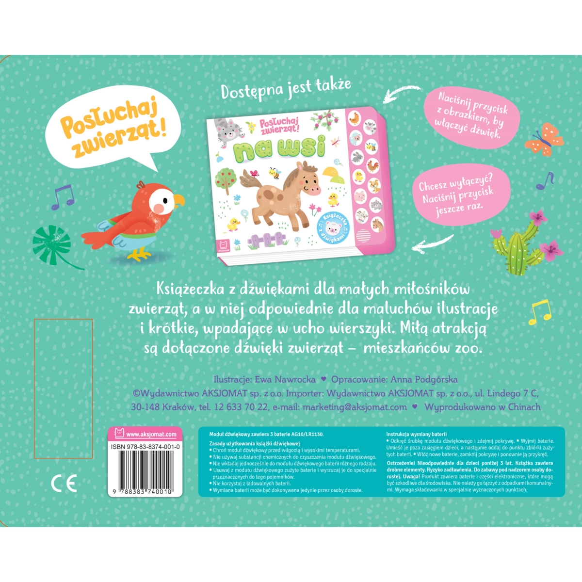 W zoo Posłuchaj zwierząt Książeczka dźwięk.40010